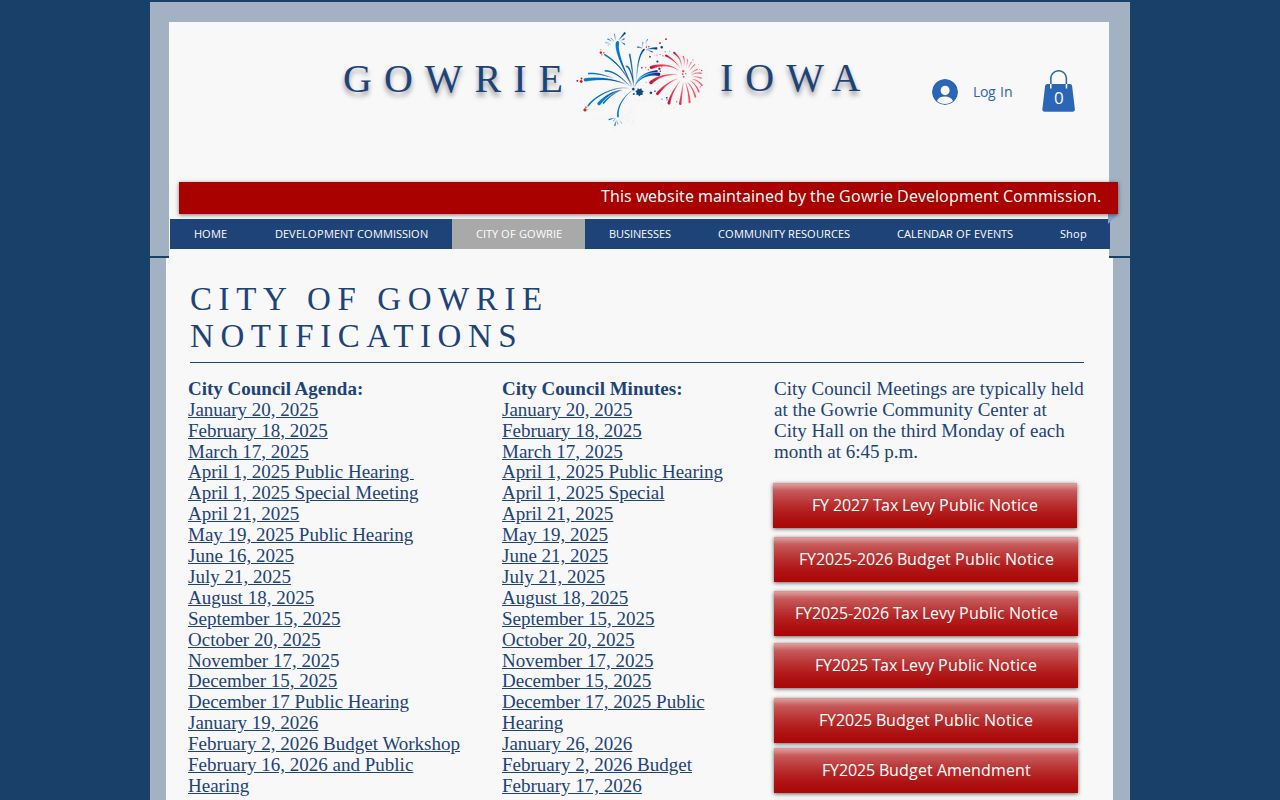 Gowrie Iowa municipal and police record information source